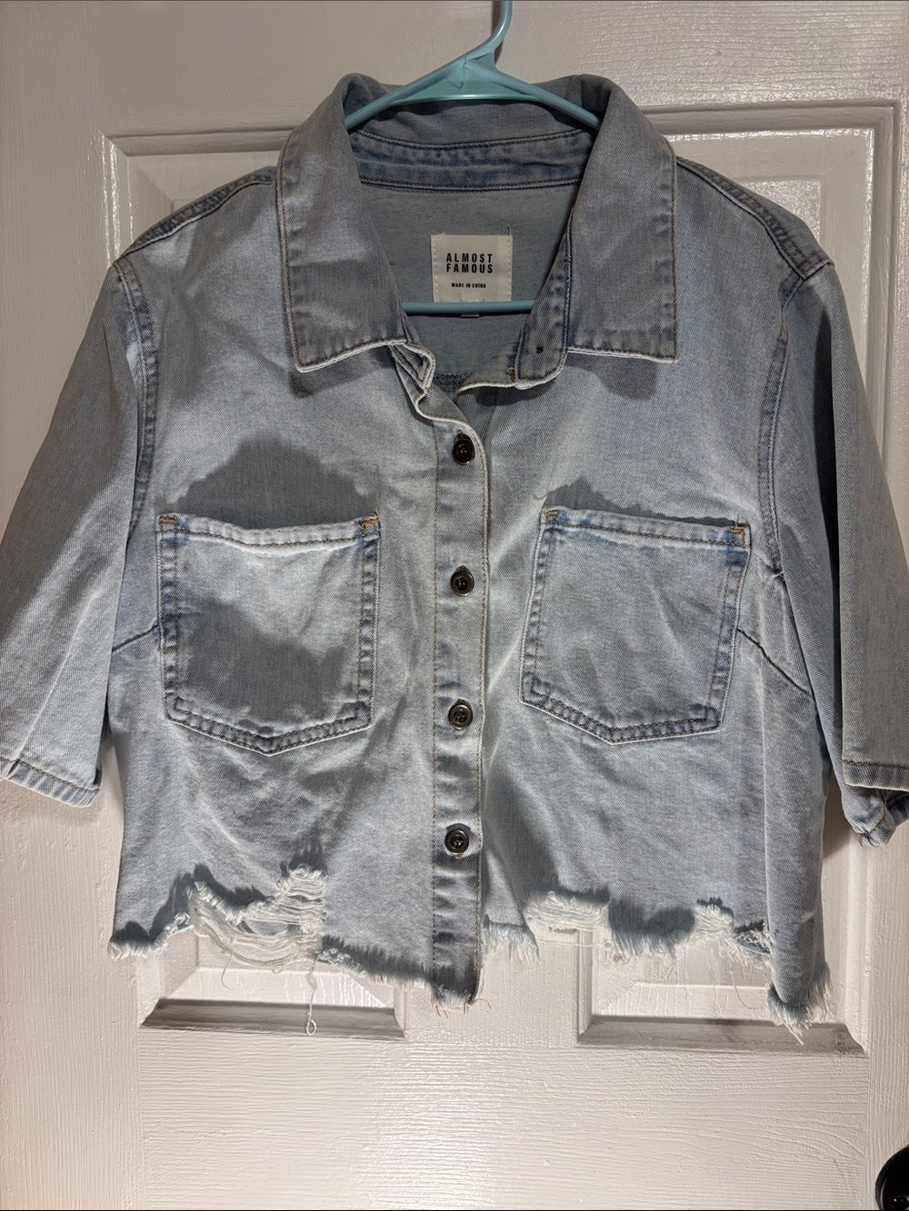 Almost Famous Light Wash Denim Jean Jacket - Pale Blue